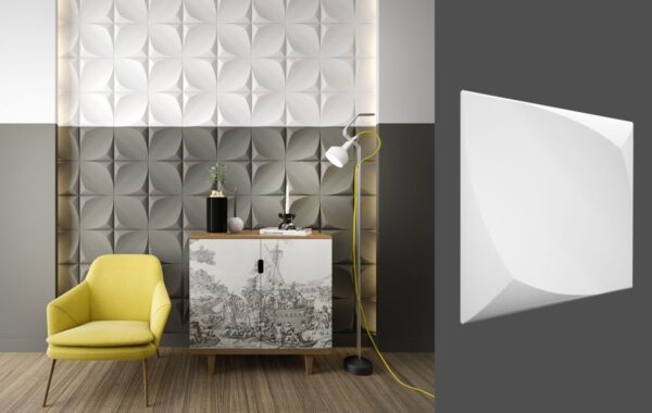 Panneaux Muraux 3D Plâtre Naturel : Motif Floral Moderne