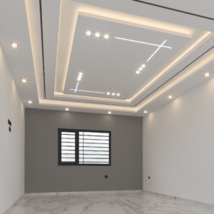 Faux Plafond Structuré à Lignes LED Orthogonales