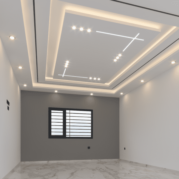 Faux Plafond Structuré à Lignes LED Orthogonales