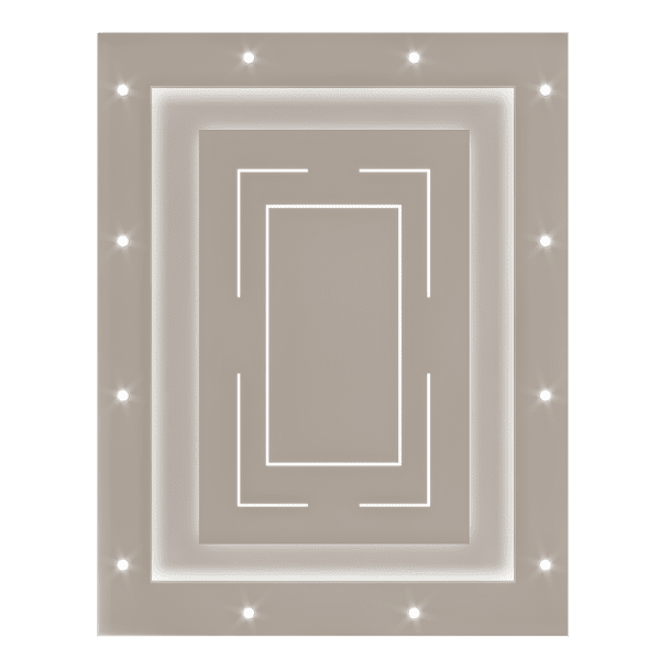 Faux plafond minimaliste avec éclairage doux et diffus dans un intérieur moderne