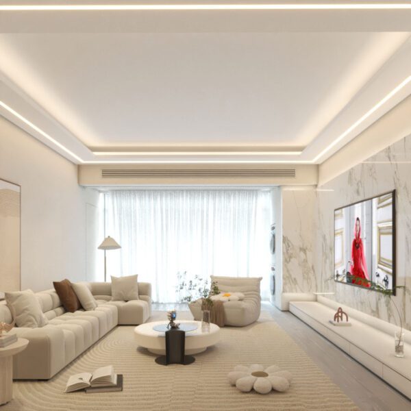 Faux Plafond "Bande Lisse" avec Ligne LED Profilé