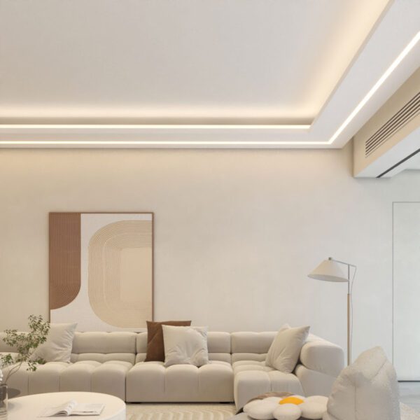 Faux Plafond "Bande Lisse" avec Ligne LED Profilé